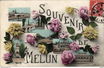 CPA Melun Souvenir Fleurs