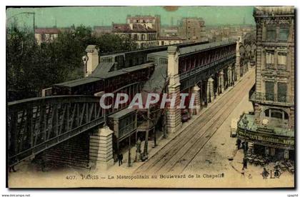 CPA Paris Le Metropolitain au Boulevard de la Chapelle Metro