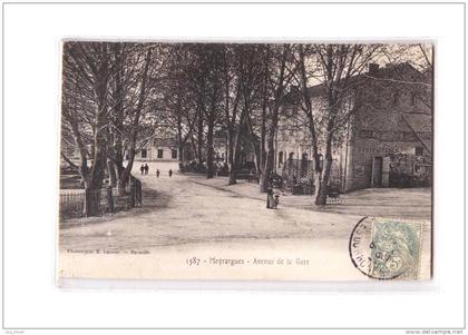 13 MEYRARGUES Avenue de la Gare, animée, Tabac, ed Lacour 1587, 1906