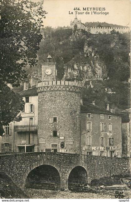 CPA MEYRUEIS-La Tour de l'horloge