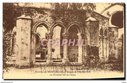 CPA Environs de Meze Herault Abbaye de Valmagne La Fontaine vue du Cloitre