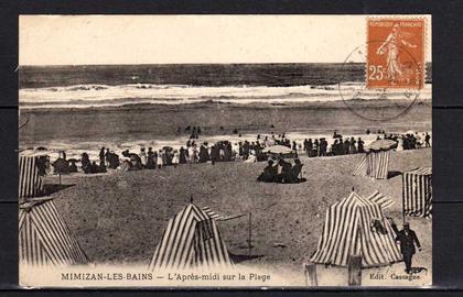 CPA 40 - La cote d'argent - Mimizan-les-Bains - L'apres midi sur la plage - tres animée