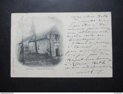 Frankreich Sage AK 1900 Mirecourt Eglise du Faubourg Editeuer Carnet Stempel Mirecourt Vosges nach Doubs gesendet