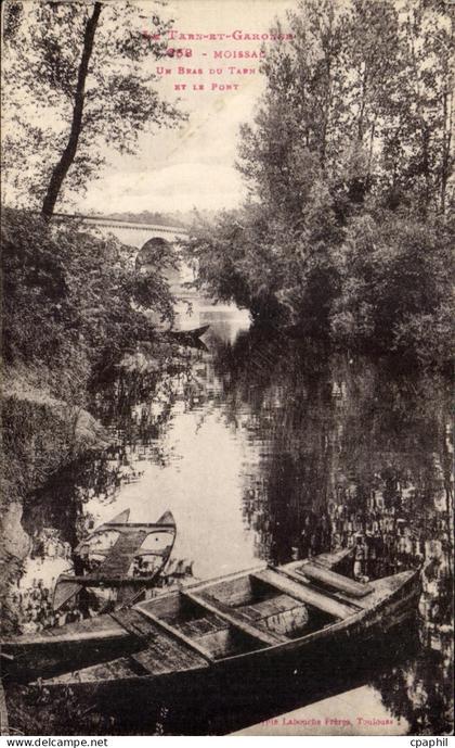 CPA Moissac un bras du Tarn et le pont