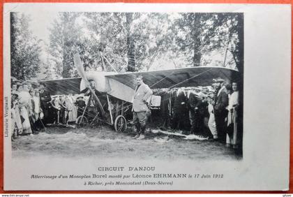 CPA (79).Richer/Moncoutant. Circuit d'Anjou. Atterrissage d'un Monoplan Borel monté par Léonce EHRMANN,   (9A.n°962)