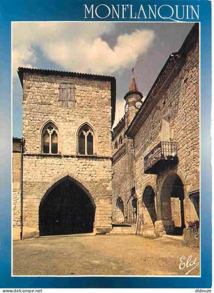 Carte Postale - 47 - Monflanquin - Les Arcades au fond l'église - CPM - Voir Scans Recto-Verso - Poscard - Carta Postal