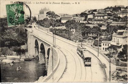 CPA Marseille Le Pont de la Fausse Monnaie Tramway
