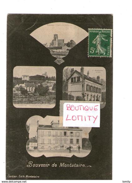 60 montataire cpa fantaisie carte 4 vues souvenir de montataire mairie gare eglise presbytere panorama cpa edit Cartier