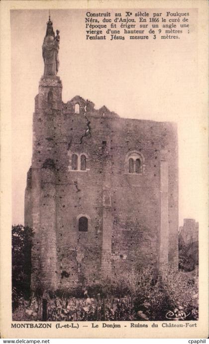 CPA Montbazon Le Donjon Ruines du Chateau Fort