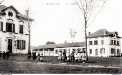 D40 - Cpa - MONTFORT en CHALOSSE < Vue animée des ECOLES