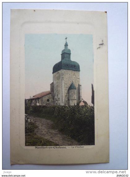 MONTFORT-EN-CHALOSSE  (Landes) :  Le  CLOCHER  -  carte colorisée