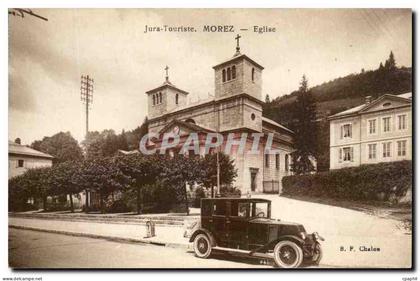 CPA Jura Touriste Morez Eglise Automobile