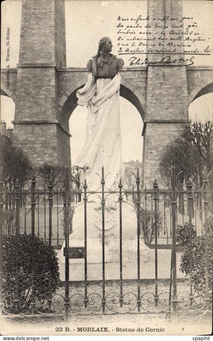 CPA Morlaix statue de Cornic