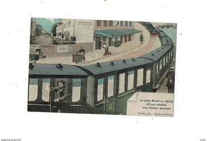 JE QUITTE MUSSY-SUR-SEINE ET VOUS ADRESSE MON MEILLEUR SOUVENIR ( HOMME  )