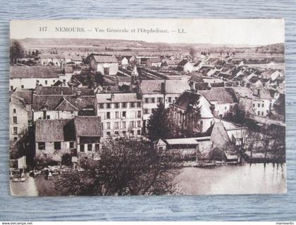 Cpa Nemours (77) vue générale et l'orphelinat