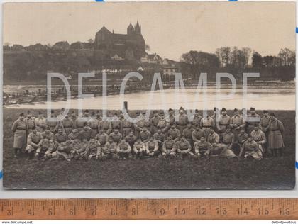 NEUF BRISACH Photo carte militaire : soldat groupe soldats du 4 eme régiment Chasseurs pont de bateaux Vieux Brisach