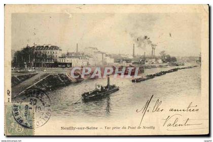 CPA Neuilly Sur Seine Vue prise du pont de Neuilly Bateau