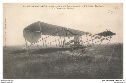 AWIP4-0249-58 - NEVERS-AVIATION - Aérodrome du peuplier-seul - L'aviateur daillens - Le départ sur biplan