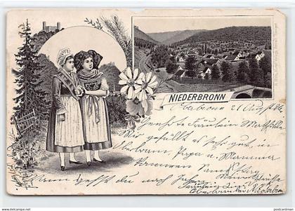 France - Niederbronn les Bains - Illustration - Alsaciennes Costumes - Ed. H. Metz, Tübingen