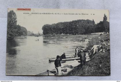 Cpa 1916, Noisy le Grand, les bords de la Marne, pêche, Seine saint Denis 93