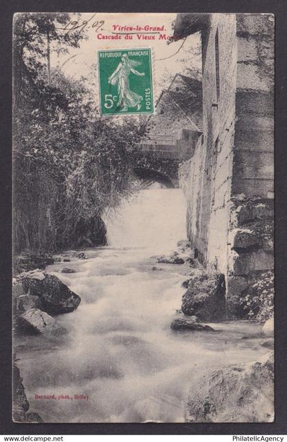 FRANCE, Postcard RPPC, Virieu-le-Grand, The Old Mill Waterfall