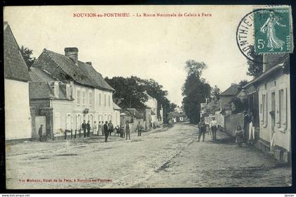 cpa du 80 Nouvion en Ponthieu -- la route Nationale de Calais à Paris   JU25-01