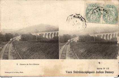 Oloron Sainte Marie - Vue Stereoscopiques Julien Damoy - Chemin de Fer - train - CPA