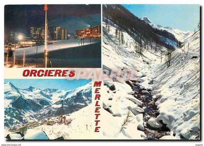 CPA Orcieres Merlette Merlette la nuit Vue Generale