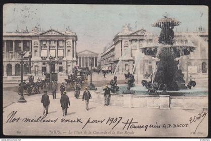 1906. PARIS. La Place de la Concorde et la Rue Royale. 29.X.06. - JF175729