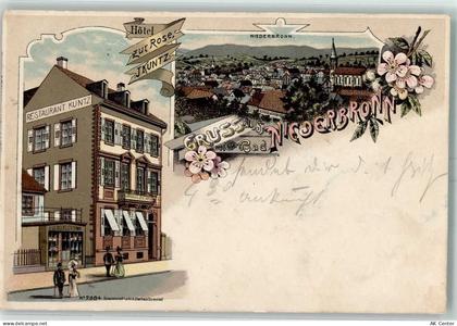 67110 Niederbronn-les-Bains Bad Niederbronn Lithographie Gruss aus Hotel... - 13603702