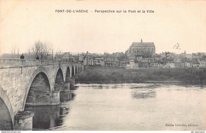 B481 France Pont de l'Arche Perspective sur le Pont et Ville Bridge postcard