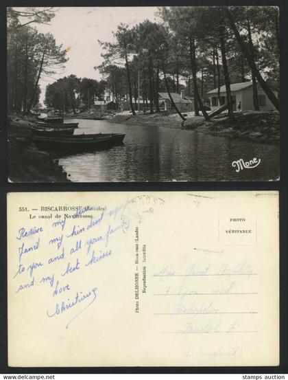 Biscarrosse Landes, Le Canal de Navarrosse Old Postcard