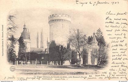 C265 France 1903 Vieux Chateau de Conde sur Iton Tower vintage postcard