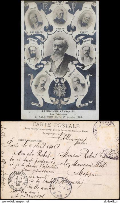 .Frankreich RÉPUBLIQUE FRANÇAISE Les Présidents Präsidenten Frankreich 1906