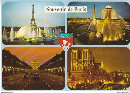 Paris bei Nacht Mehrbildkarte ngl #C0051