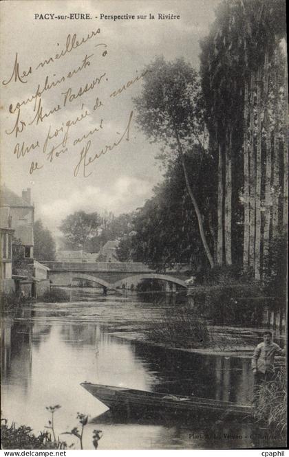 CPA Pacy Sur Eure Perspective Sur La Riviere