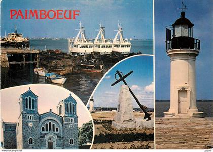 CPM Paimboeuf Loire Atlantique Vue superieure le port Vue inferieure gauche l eglise Saint Louis Phare Bateaux