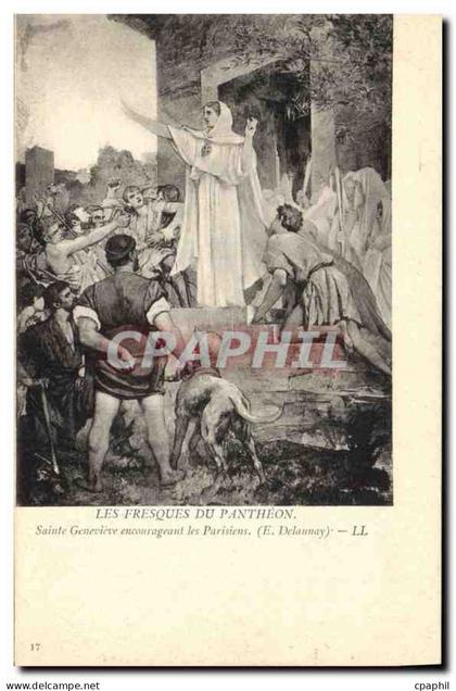 CPA Les Fresques du Pantheon Sainte Genevieve encourageant les Parisiens E Delaunay