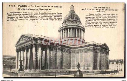 CPA Paris Le Pantheon et La Statue de Jean Jacques Rousseau