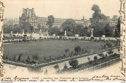 CPA Paris Jardins des Tuileries et le Louvre