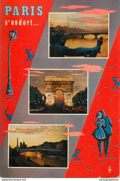 A5691 France Paris by night souvenir multi view