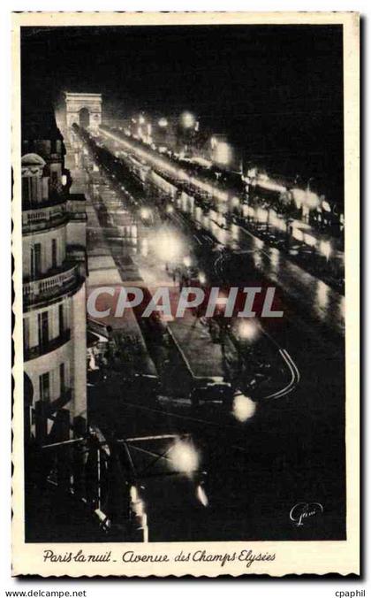 CPA Paris la nuit Avenue des champs Elysees