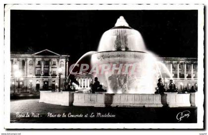 CPSM Paris La Nuit Place De La Concorde Et La Madeleime