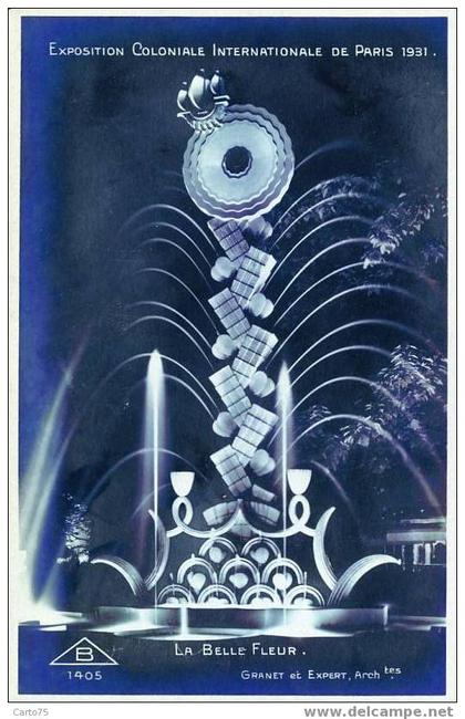 PARIS 75 - Exposition Coloniale Internationale 1931 - La Belle Fleur - Fontaine lumineuse - Nuit