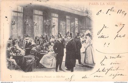 Paris la nuit - Terrasse de la Taverne Pousset - Oblitérée en 1899 - Carte précurseur - Dos non divisé - BAISSE DE PRIX