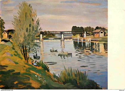 Carte Postale - 95 - Parmain - Le barrage de l'Oise vue de Parmain - Art peinture de Robert Lepeltier - CPM - Voir Scans