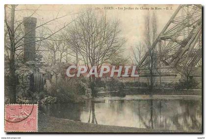 CPA Paris Les Jardins du Champ de Mars Tour Eiffel