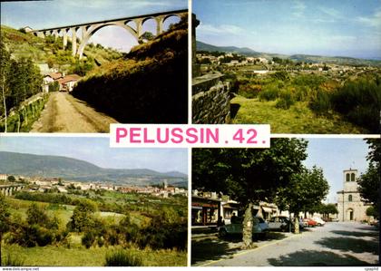 CPSM Pelussin Le Viaduc Vue Generale Quartier N Dame Place des Croix Eglise Saint Jean