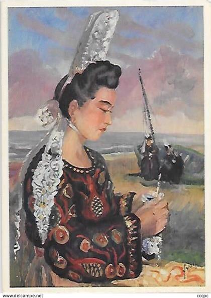 CPSM Dentellière dans la pointe de Penmarch