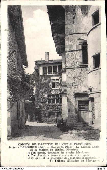 CPA Perouges Rue de la Place La Maison Cazin et la maison du general Messimy